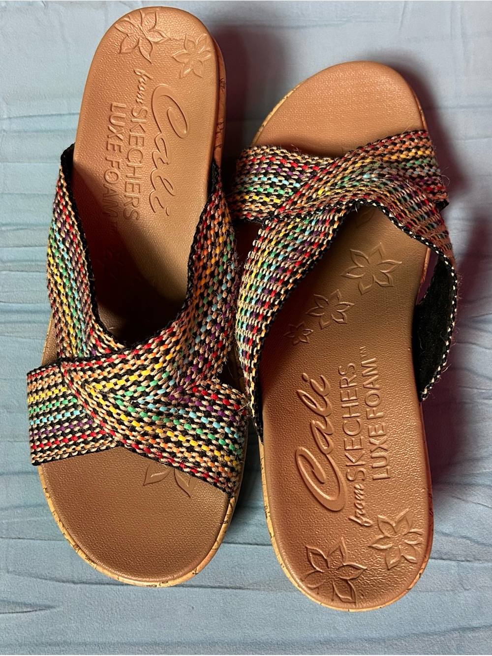 Skechers Cali Multi-Color Woven Slide Sandals